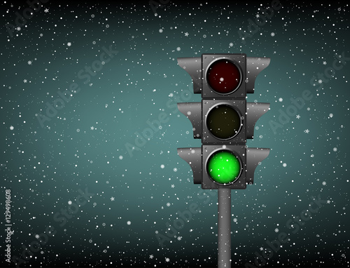 semaphore green light snow