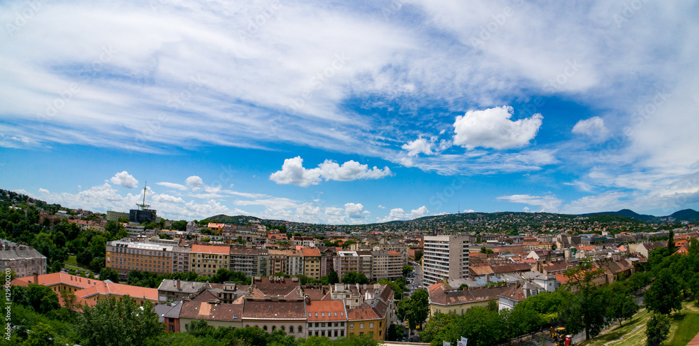 Fototapeta premium Roofs of Budapest. Pest side. Fisheye