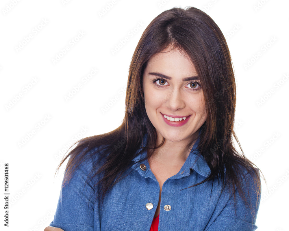 Happy beautiful brunette woman Happy beautiful brunette woman