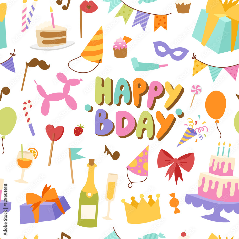Happy birthday seamless pattern vector. Happy birthday seamless pattern vector.