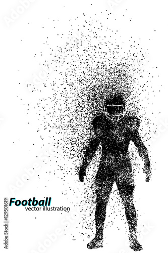 silhouette of a football player from particle. Rugby. American footballer