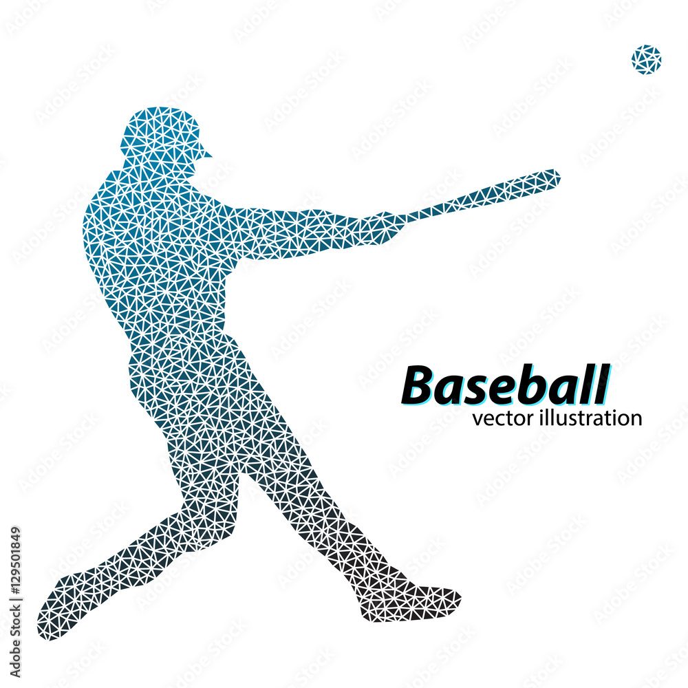 silhouette of a baseball player from triangle. silhouette of a baseball player from triangle.