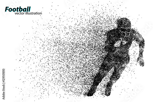 silhouette of a football player from particle. Rugby. American footballer