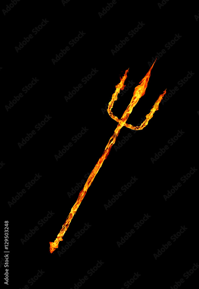 Burning Devils Trident Fork Abstract Fire Stock Photo, Picture and Royalty  Free Image. Image 64018483.