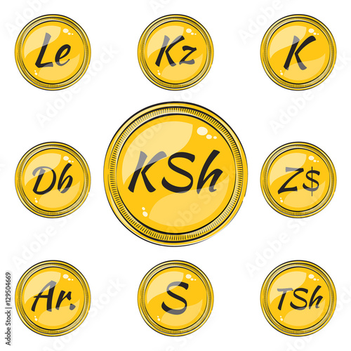 Set with Flat African Currency Symbols