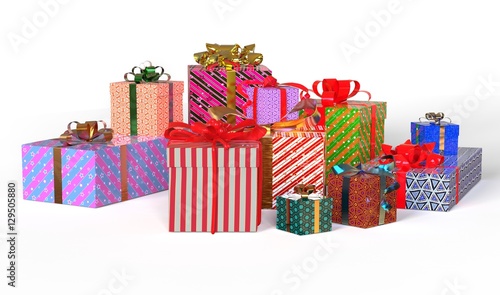 Christmas Gifts 3D Illustration Isolated On White