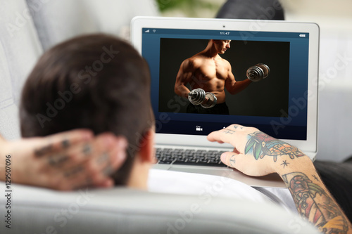 Man watching sport training...