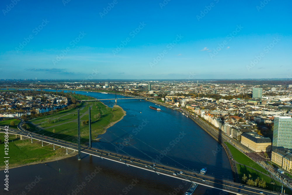 Aerial view of Dusseldorf city in North Rhine-Westphalia Germany Aerial view of Dusseldorf city in North Rhine-Westphalia Germany