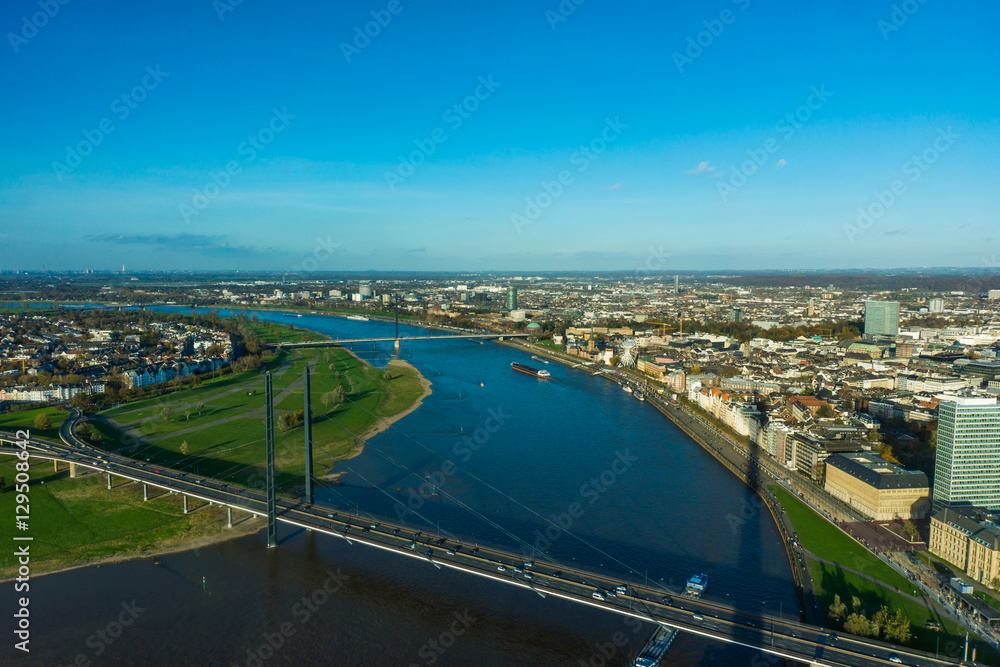 Aerial view of Dusseldorf city in North Rhine-Westphalia Germany