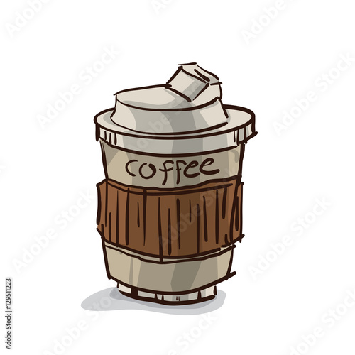  coffee hot cup coffee drawing label