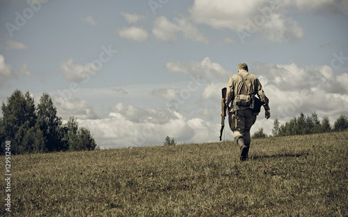 Vászonkép PERM, RUSSIA - JULY 30, 2016: Historical reenactment of World War II, summer, 1942