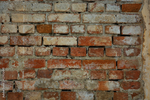 Brick walls, old wall with crumbling plaster, texture, background