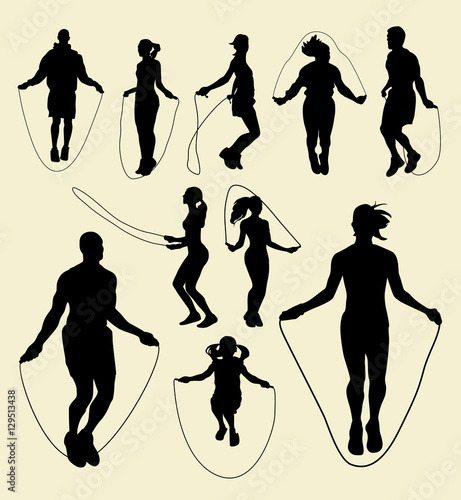 Jump rope sport activity silhouette. Good use for symbol, logo, web icon, mascot, sign, sticker, or any design you want.