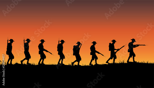 Anzac Day, Australian soldiers of World War 1 marching
