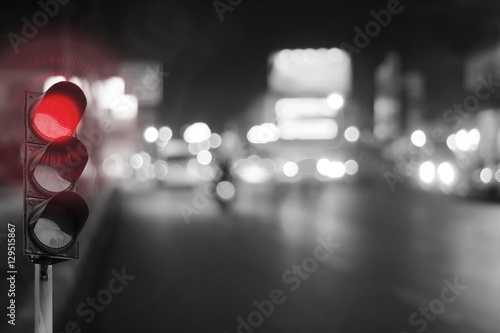 Traffic light. Danger Safety Signal Semaphore Stop Highway Crash Driving Road Expressway Dangerous Life City Blurred Background Cars Dark Fast Truck Red Surveilance Abstract Security Night Street