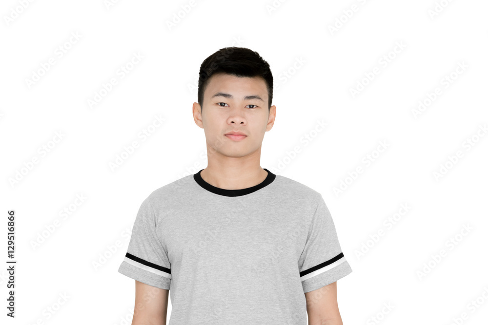 Portrait of a young handsome asian man. Isolated on white backgr Portrait of a young handsome asian man. Isolated on white backgr