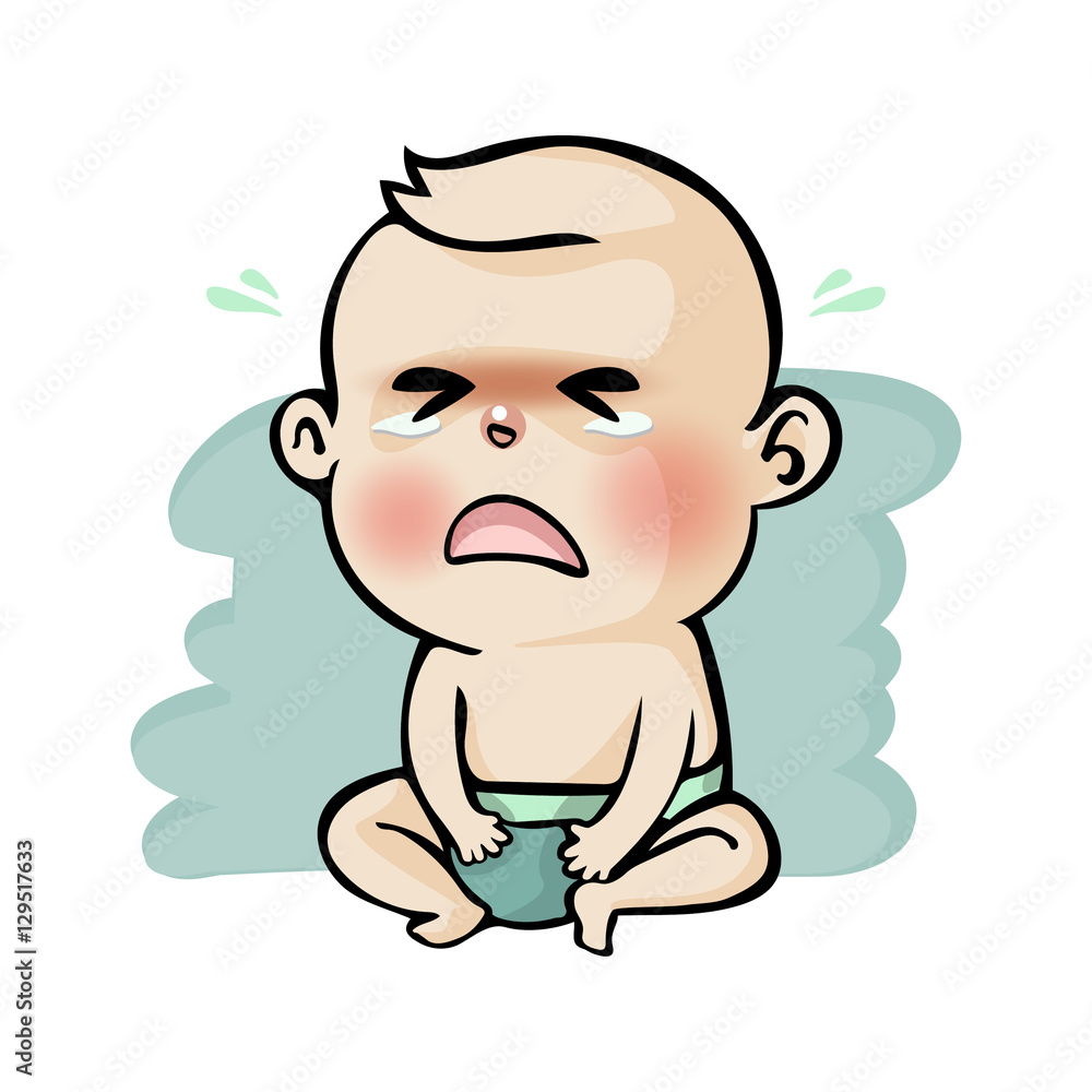Crying baby boy cute cartoon, Vector illustration Stock Vector | Adobe Stock