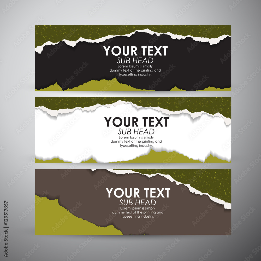 Obraz premium Abstract yellow Torn Paper with space background. Vector banners set background. 