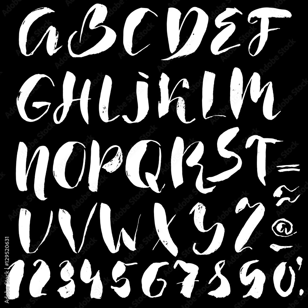 Hand drawn font made by dry brush strokes. Grunge style alphabet Hand drawn font made by dry brush strokes. Grunge style alphabet