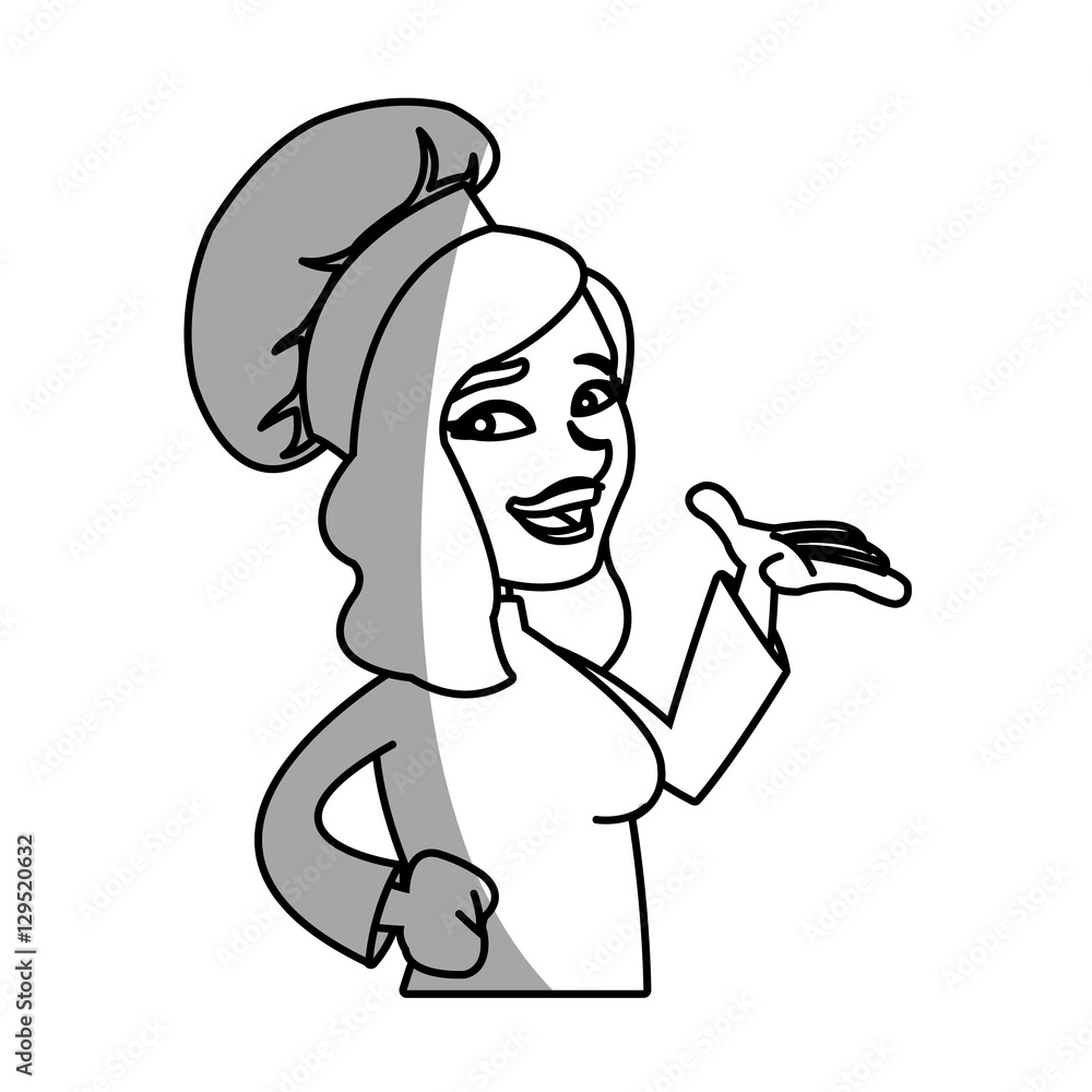 Female chef cartoon icon. Worker occupation profession and restaurant theme. Isolated design. Vector illustration