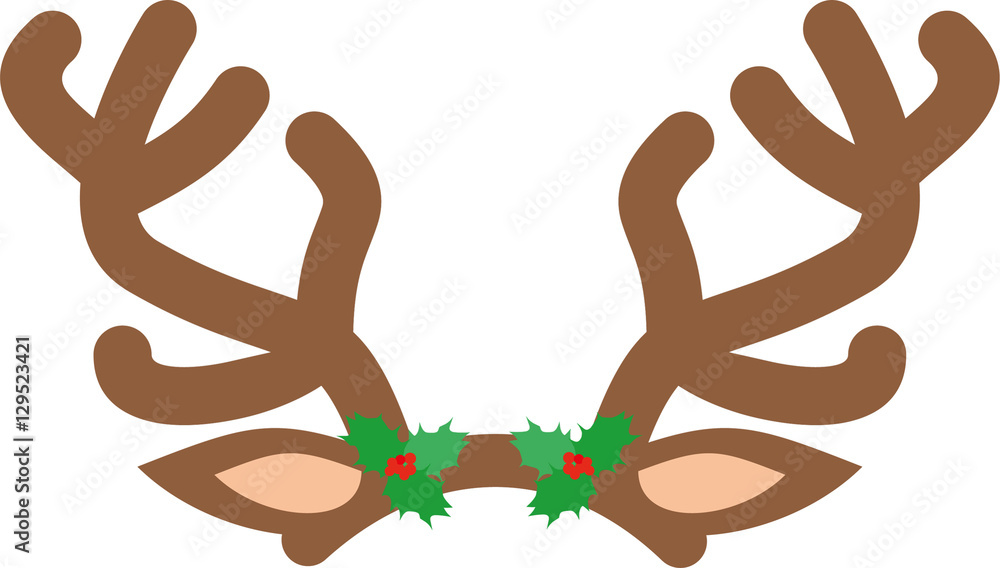 Vettoriale Stock Antlers of a reindeer on white background. Flat