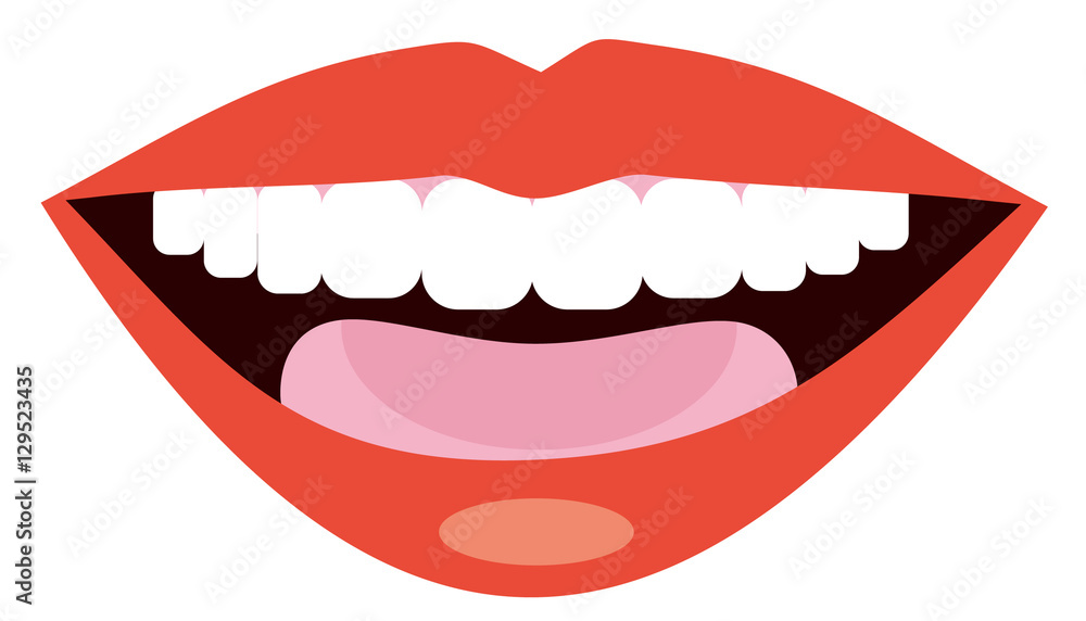Icon of lips on a white background. Flat style illustration. Icon of lips on a white background. Flat style illustration.