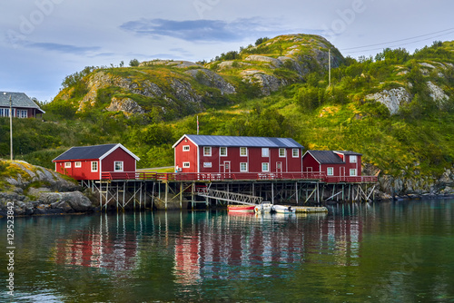 Nusfjord fishing village and UNESCO World Heritage Site Nusfjord on Lofoten islands in Norway.