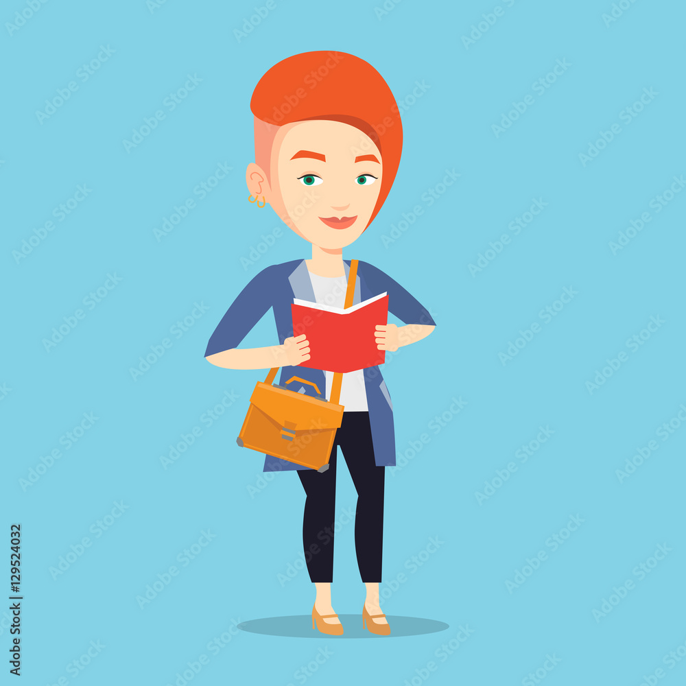 Student reading book vector illustration. Student reading book vector illustration.