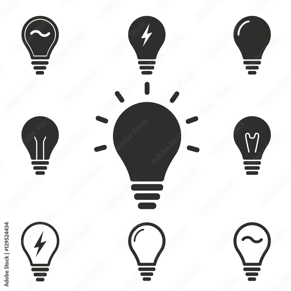 Lamp icon set. Lamp icon set.