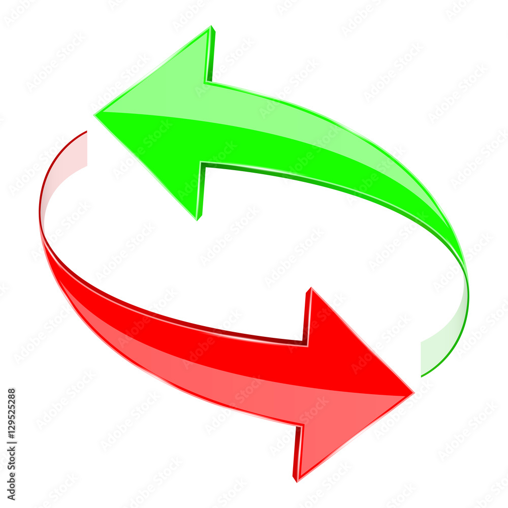 Arrows, circulation sign. Red and green