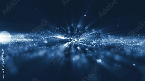  Universe blue dust with stars on black background. Motion abstract of particles. VJ Seamless loop.