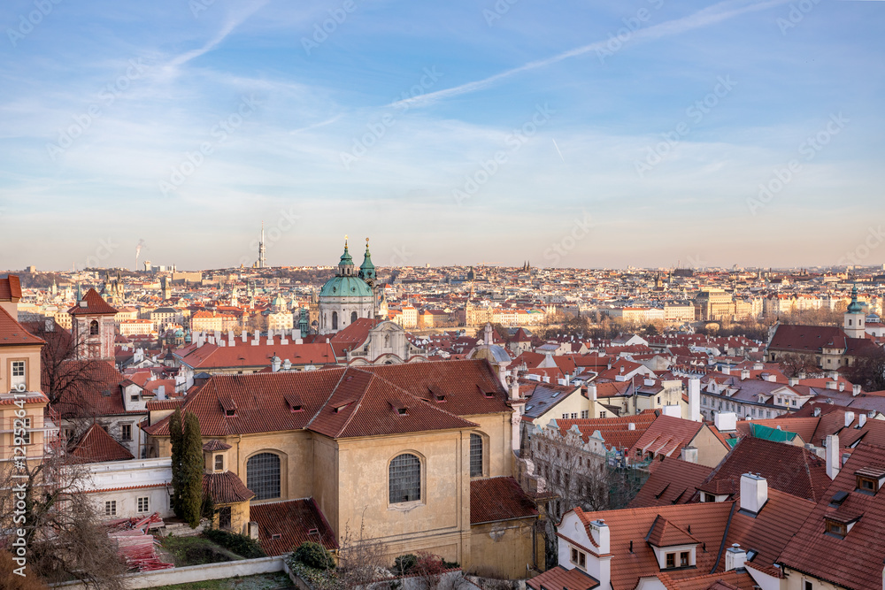 December advent Prague cityscape photo
