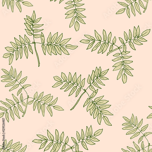 Vector seamless floral pattern with leaves. Abstract leaf texture, endless background. Seamless pattern can be used for wallpaper, pattern fills, web page background, surface textures.