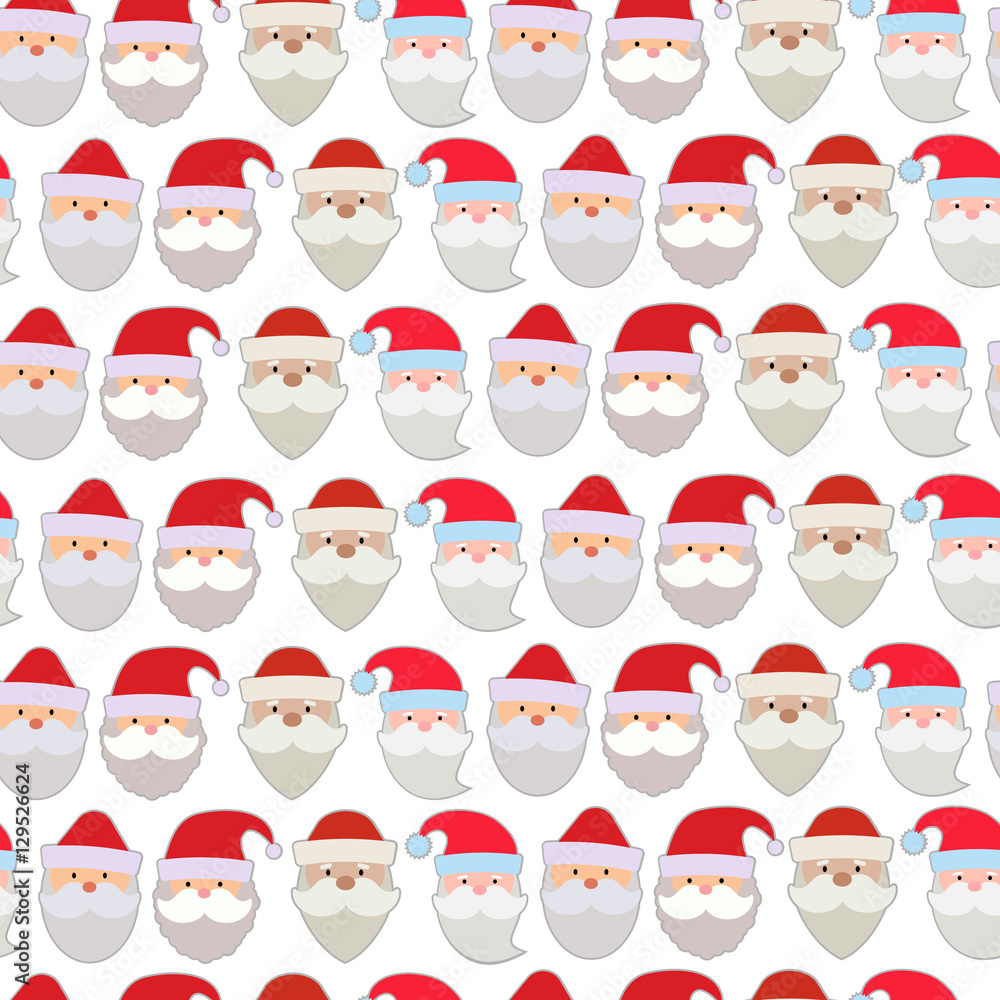Fototapeta premium Seamless vector illustration of the faces of Santa Claus. 