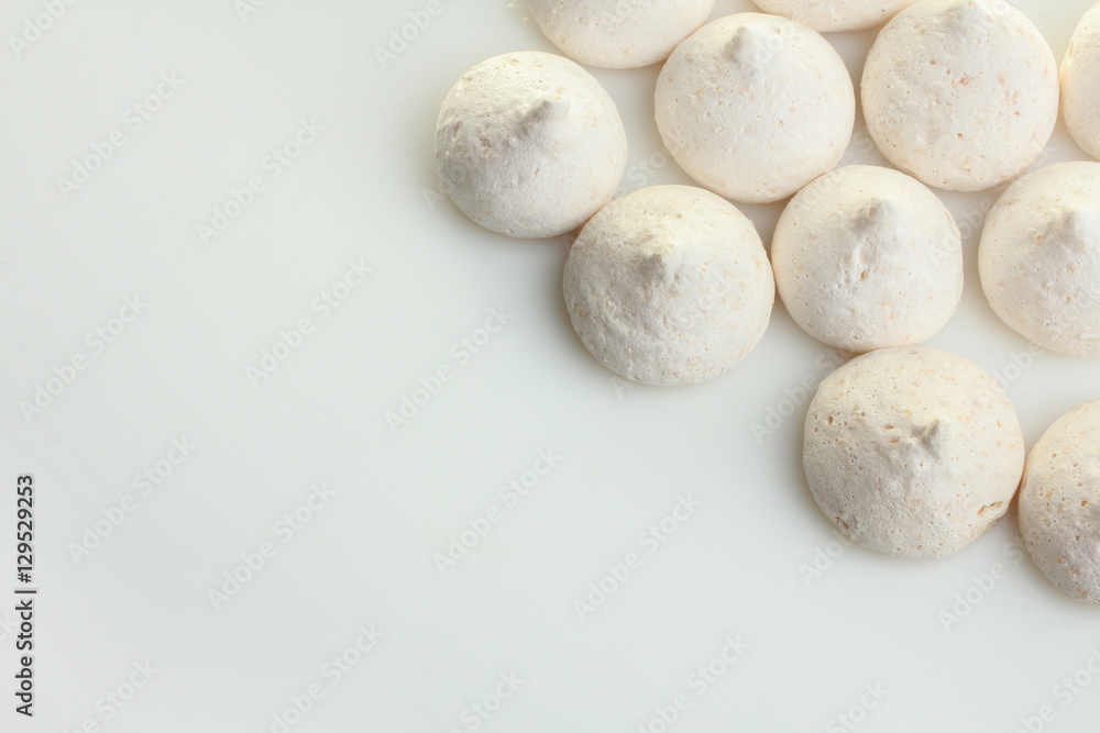 Coconut meringue on a white background. Coconut meringue on a white background.