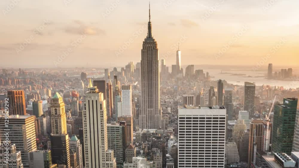 Aerial View Of Manhattan Skyline From Day To Night Locked Time Lapse aerial-view-of-manhattan-skyline-from-day-to-night-locked-time-lapse