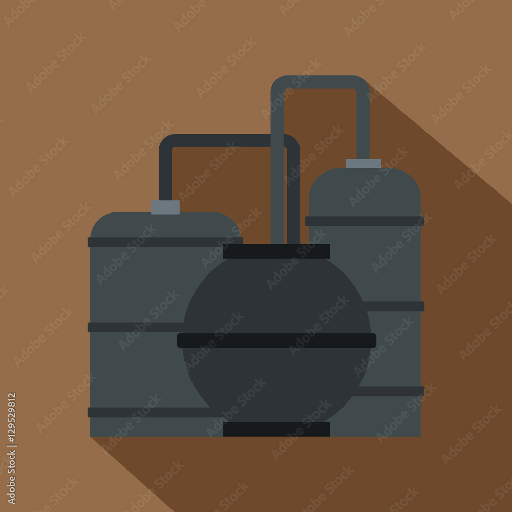 Oil refinery icon. Flat illustration of oil refinery vector icon for web isolated on coffee background Oil refinery icon. Flat illustration of oil refinery vector icon for web isolated on coffee background