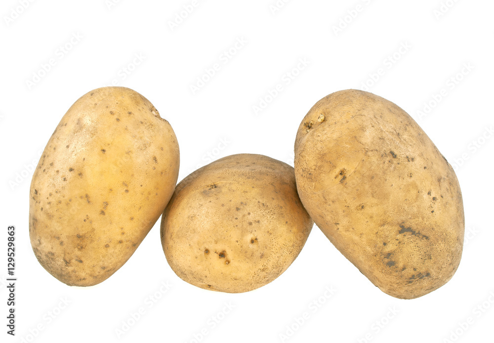 Potato isolated on white background, close up Potato isolated on white background, close up