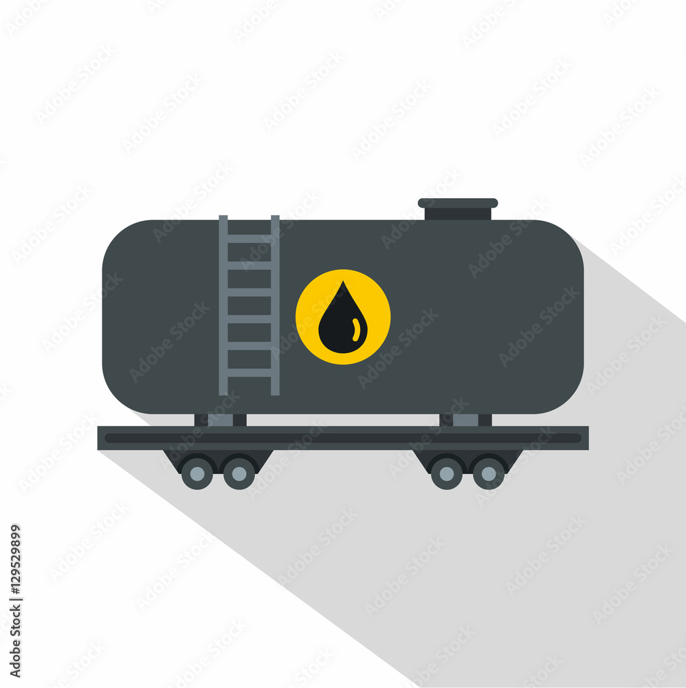 Gasoline railroad tanker icon. Flat illustration of gasoline railroad tanker vector icon for web isolated on white background