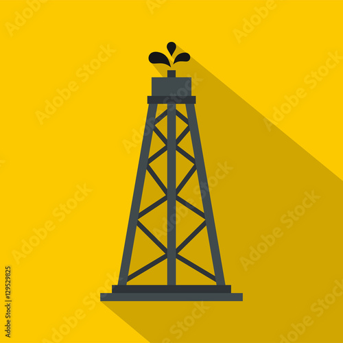 Oil rig icon. Flat illustration of oil rig vector icon for web isolated on yellow background