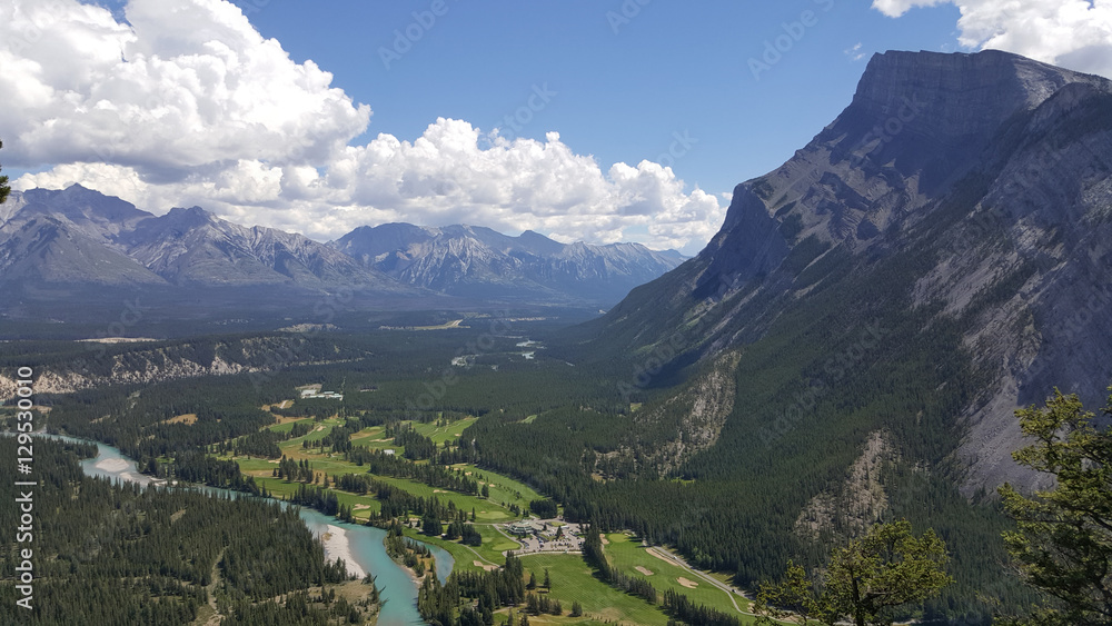 Summer View of Banff's Valley and Golf Course