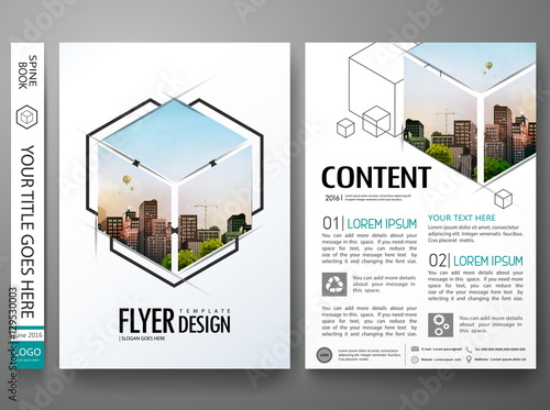 Portfolio design template vector.Minimal brochure report business flyers magazine poster.Abstract box square on cover book presentation.City concept on A4 size layout.