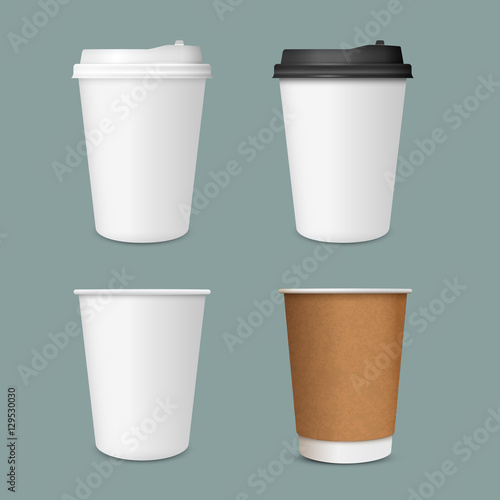 3D Realistic set of  paper Coffee Cups