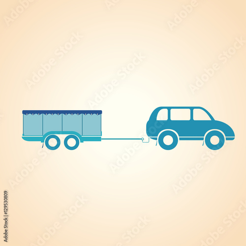 A car with a trailer. 4x4. Vector illustration