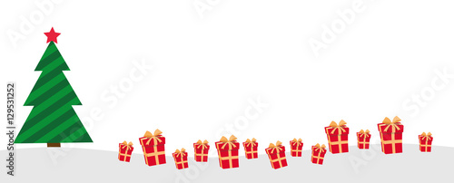 Banner mit Tannenbaum und Geschenken - weihnachtlich