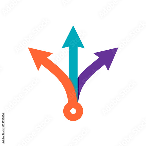 Three way direction color arrows