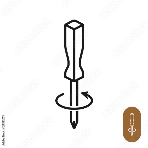 Unscrew sign with screwdriver and arrow