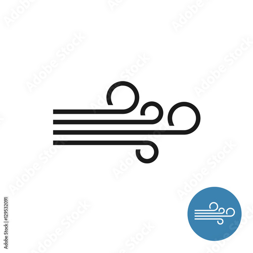 Wind icon. Simple black linear style.