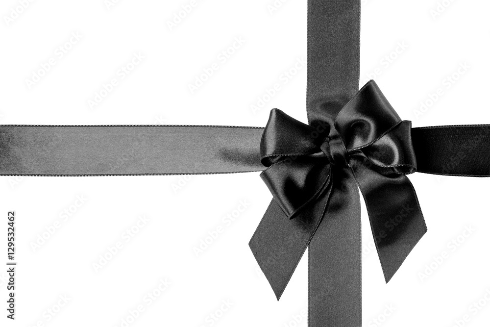 Black Ribbon and Bow isolated on the white background Black Ribbon and Bow isolated on the white background