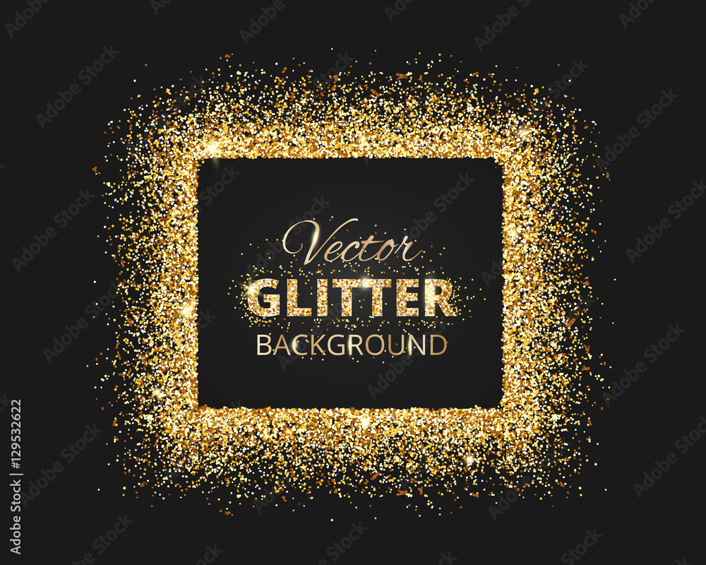Black and gold background with glitter frame Stock Vector | Adobe Stock